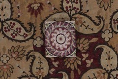 Antique Bessarabian Square Tapestry in Red & Brown Floral Patterns- Rug & Kilim