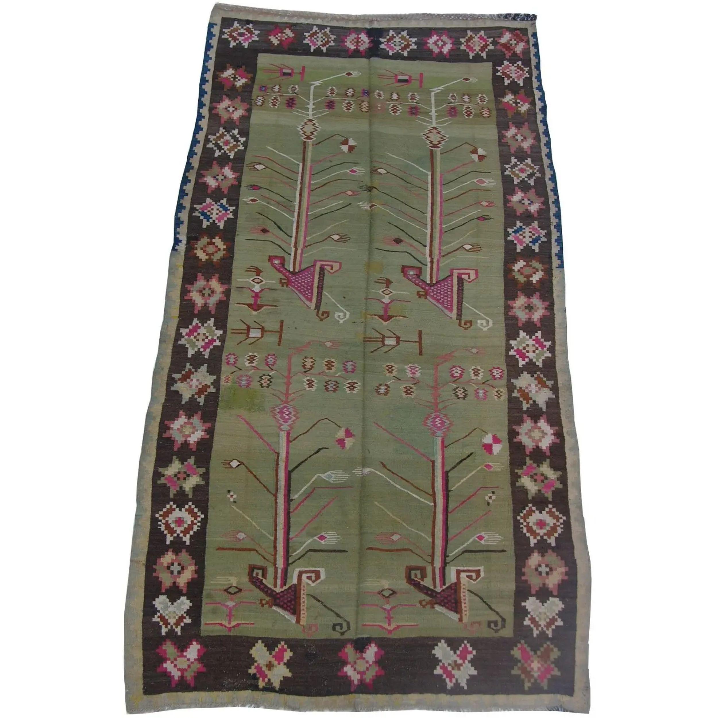 Early 20th Century Antique Bessarabian Traditional Design Runner 10' X 5' For Sale