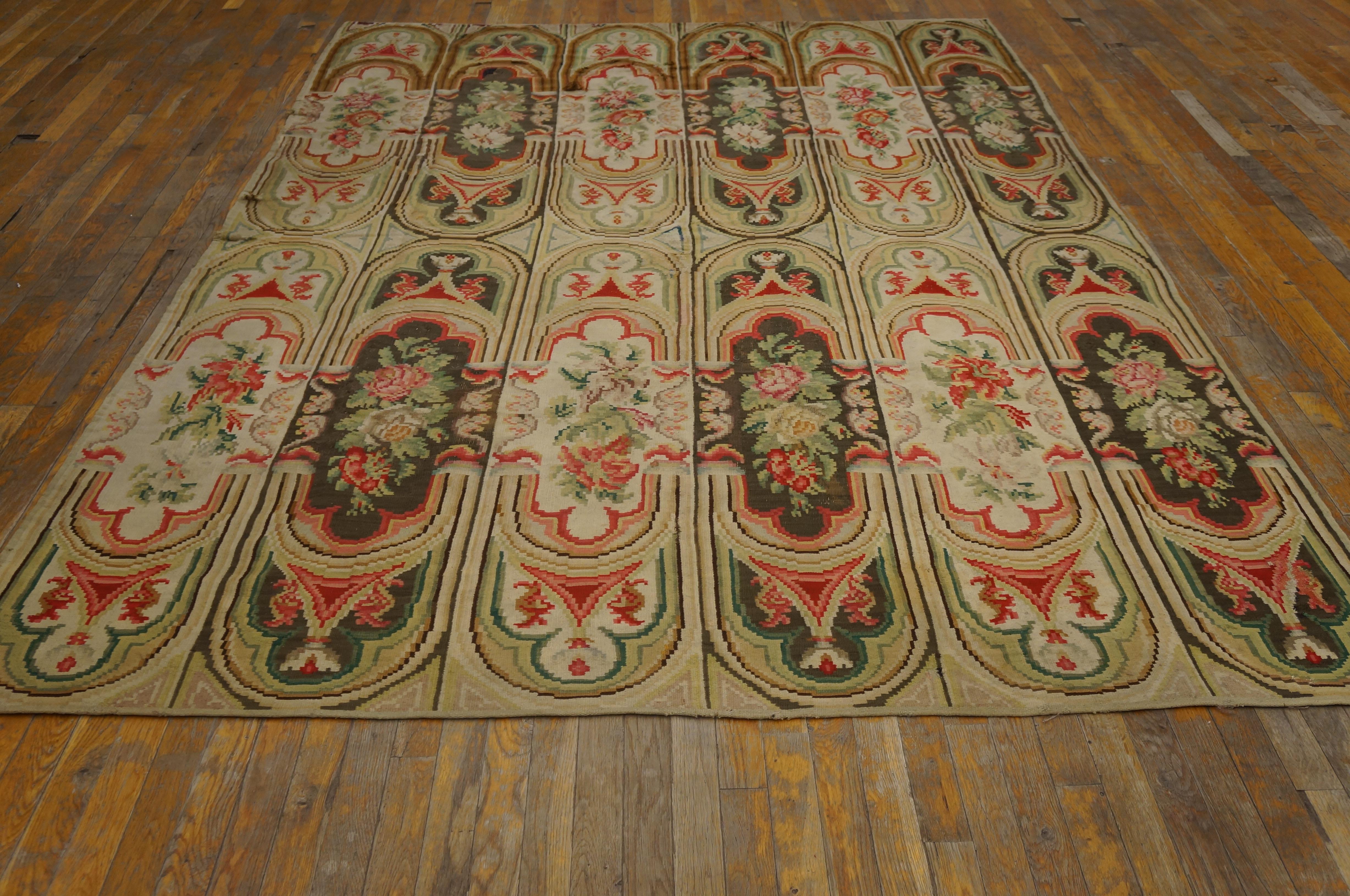 Hand-Woven Mid 19th Century Russian Besserabian Flat-Weave Carpet (6'6