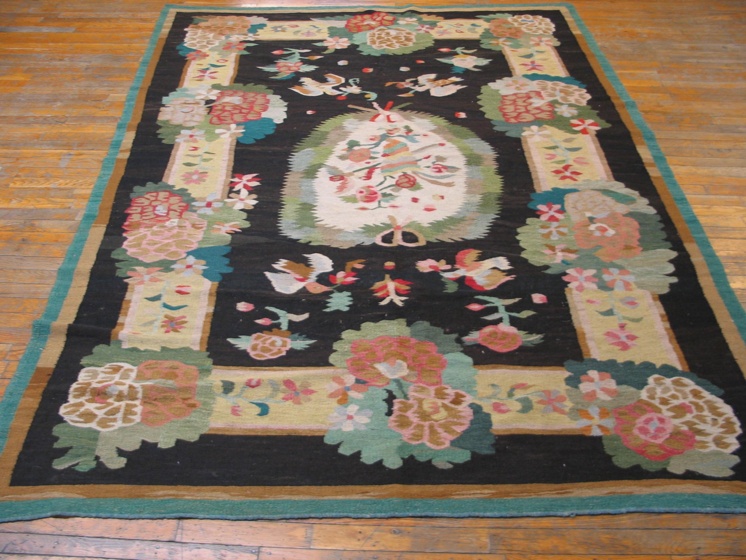 Wool 19th Century Besserabian Flat-Weave Carpet ( 6'9