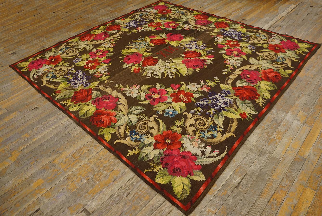 Bessarabian 19th Century Besserabian Flat-Weave Carpet ( 7'2