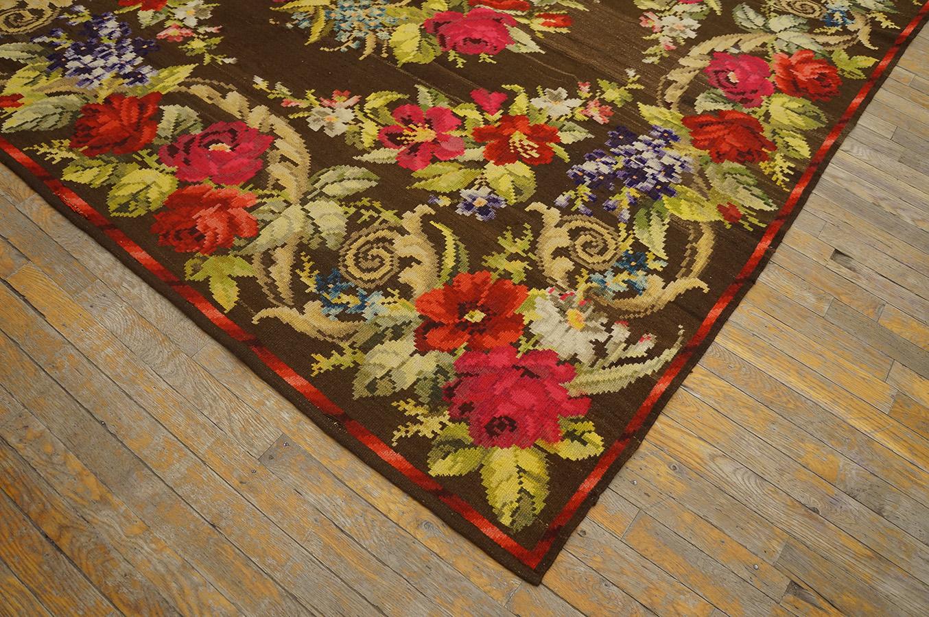 Wool 19th Century Besserabian Flat-Weave Carpet ( 7'2