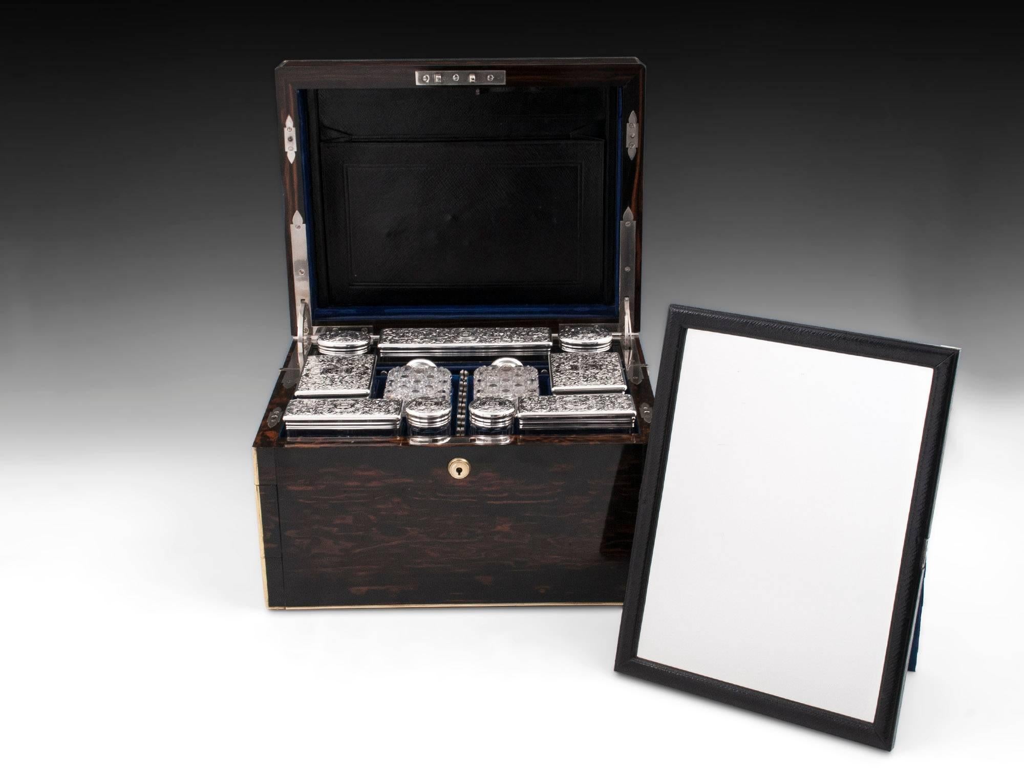 Antique Betjemann Ladies Coromandel Silver Vanity Box, 19th Century 7