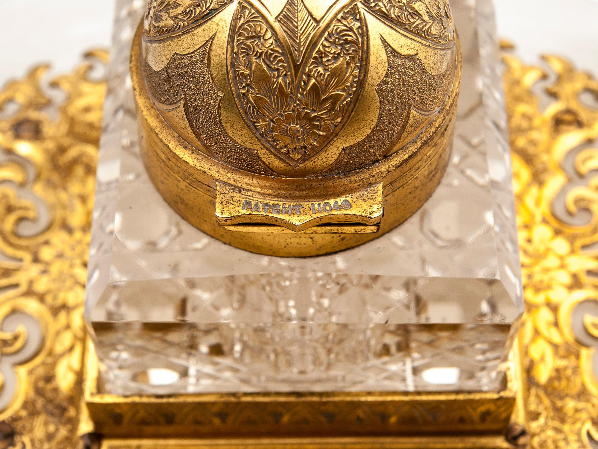 Antique Betjemann Onyx Gilded Bronze Inkwell, 19th Century For Sale 2