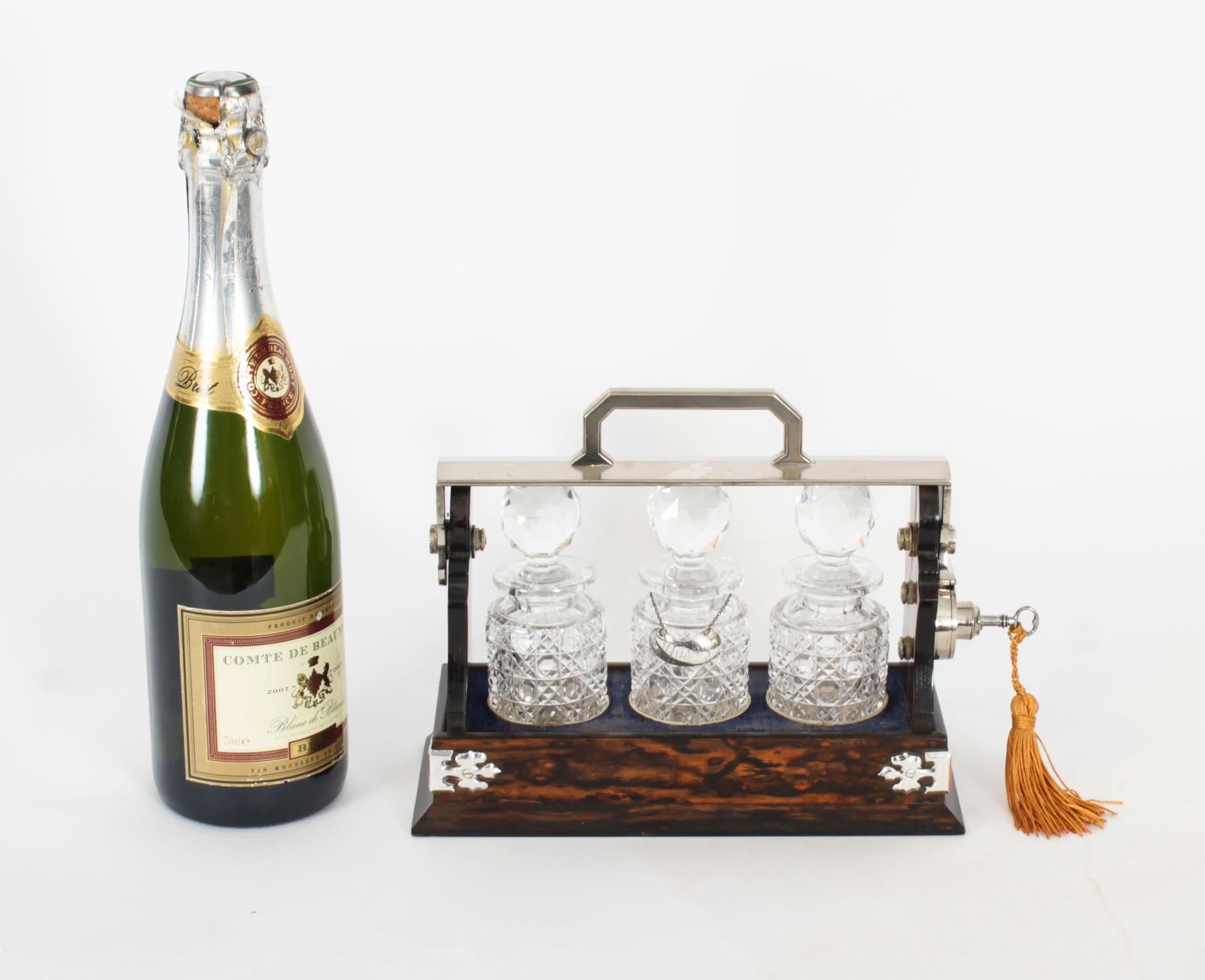 Antike Betjemann's Coromandel Miniature 3 Flaschen Tantalus 19. im Angebot 9