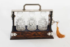 Antike Betjemann's Coromandel Miniature 3 Flaschen Tantalus 19.