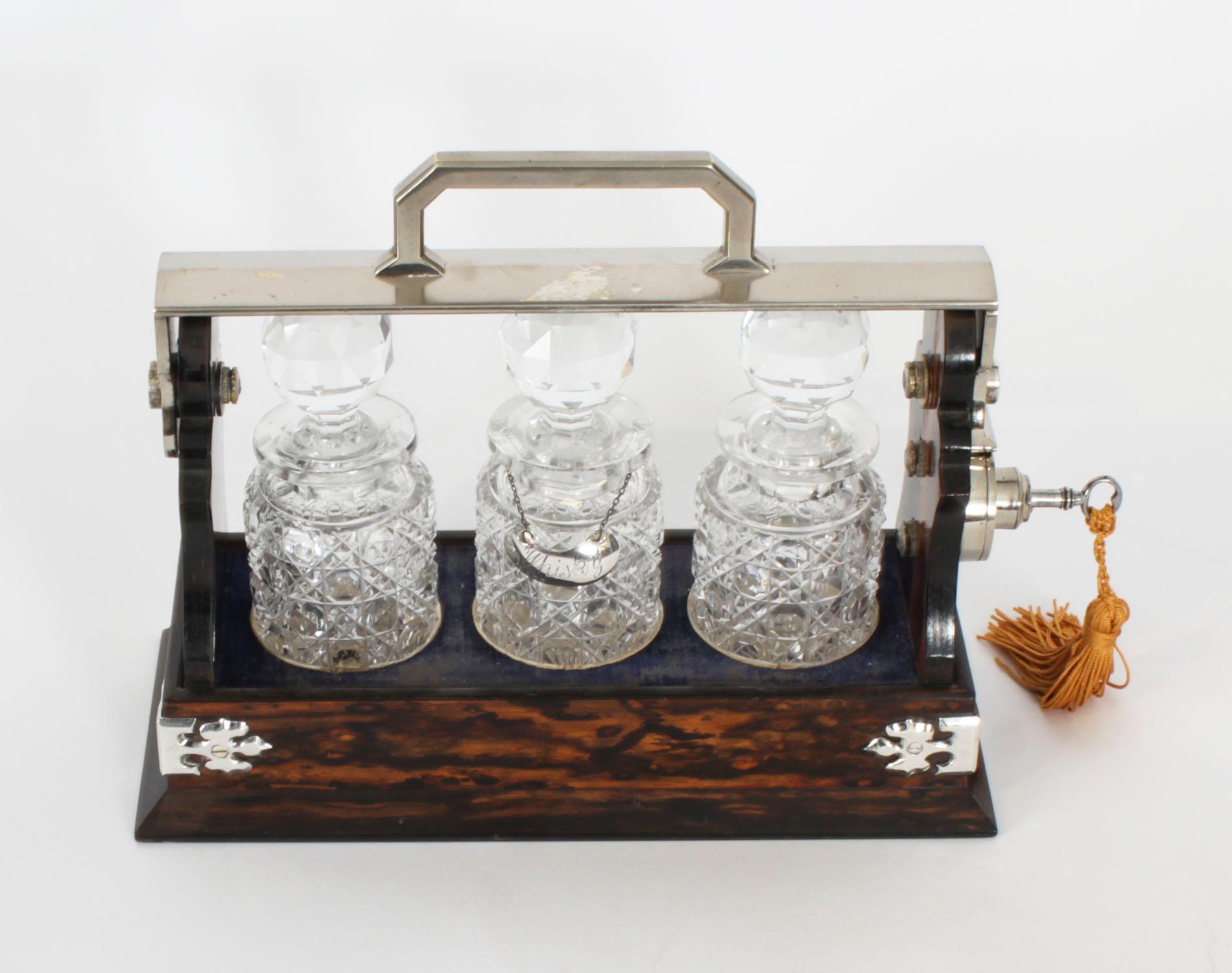 Antike Betjemann's Coromandel Miniature 3 Flaschen Tantalus 19. im Angebot 2