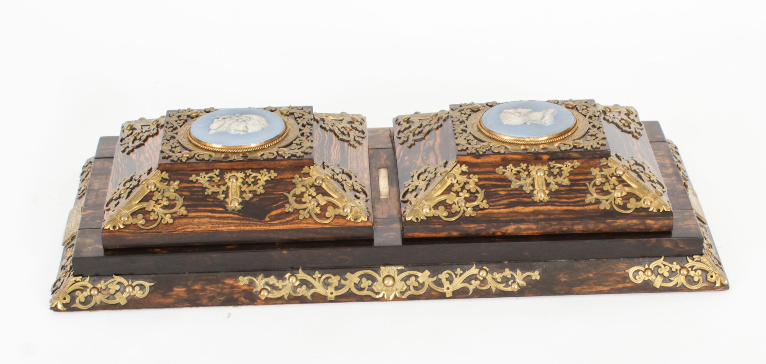 Antike Betjemann's Coromandel & Wedgewood Buchschiene aus dem 19. Jahrhundert 6