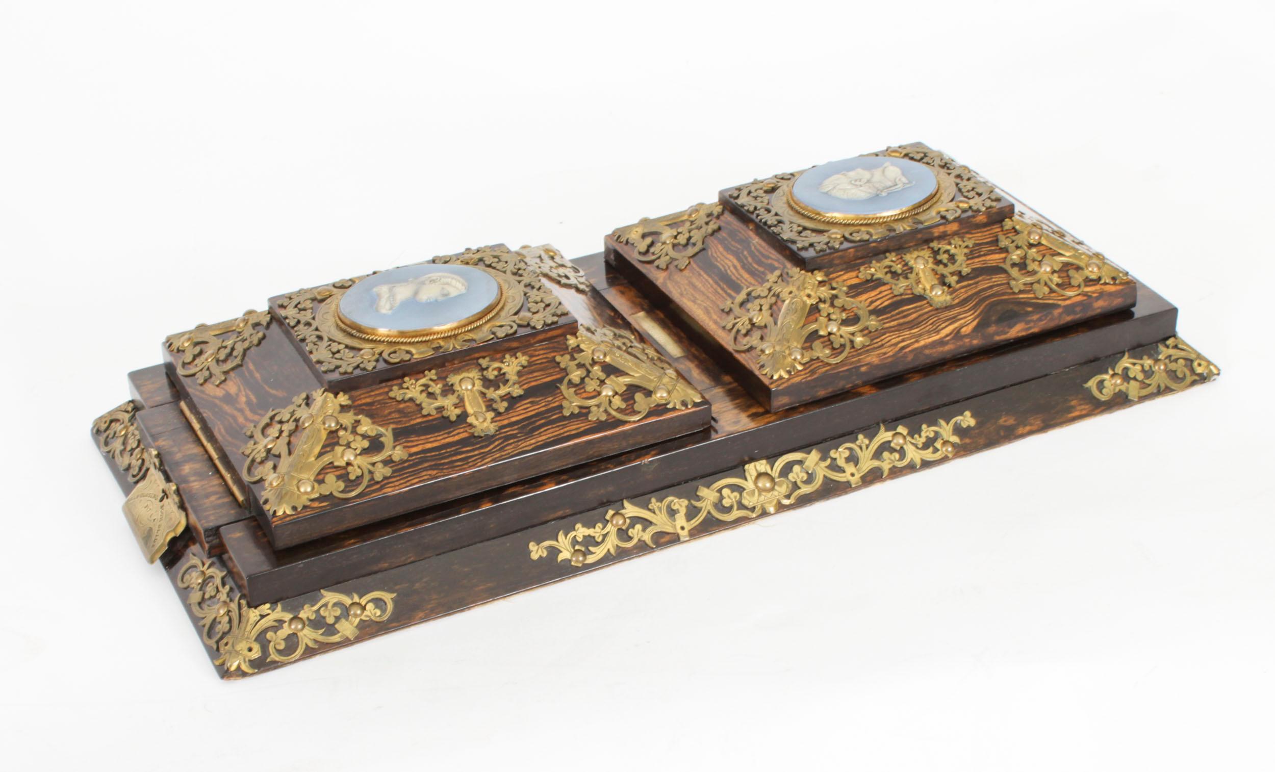 Antike Betjemann's Coromandel & Wedgewood Buchschiene aus dem 19. Jahrhundert 2