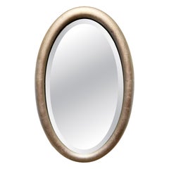 Antique Beveled Silver Leaf Oval Mirror