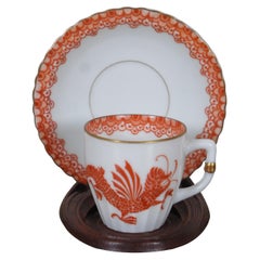 Antique Beyer & Bock Oriental Orange Korean Dragon Demitasse & Saucer Stand