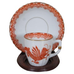 Antique Beyer & Bock Oriental Orange Korean Dragon Demitasse & Saucer Stand