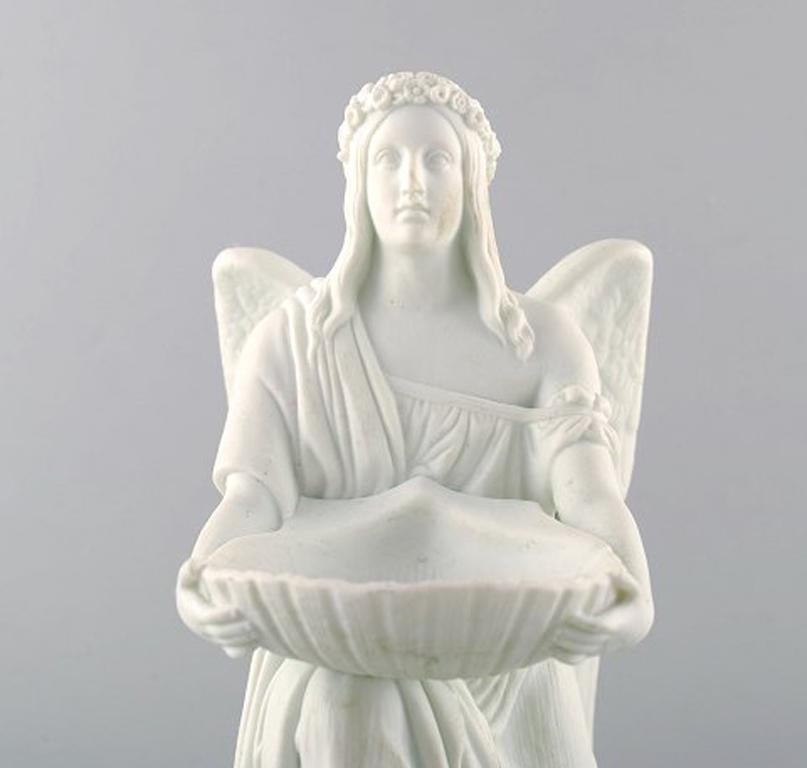 Danish Antique B&G Bing & Grondahl Figurine in Biscuit, The Angel of Baptism
