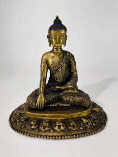 Antique Bhutanese bronze depicting Buddha with excellent chiseling.