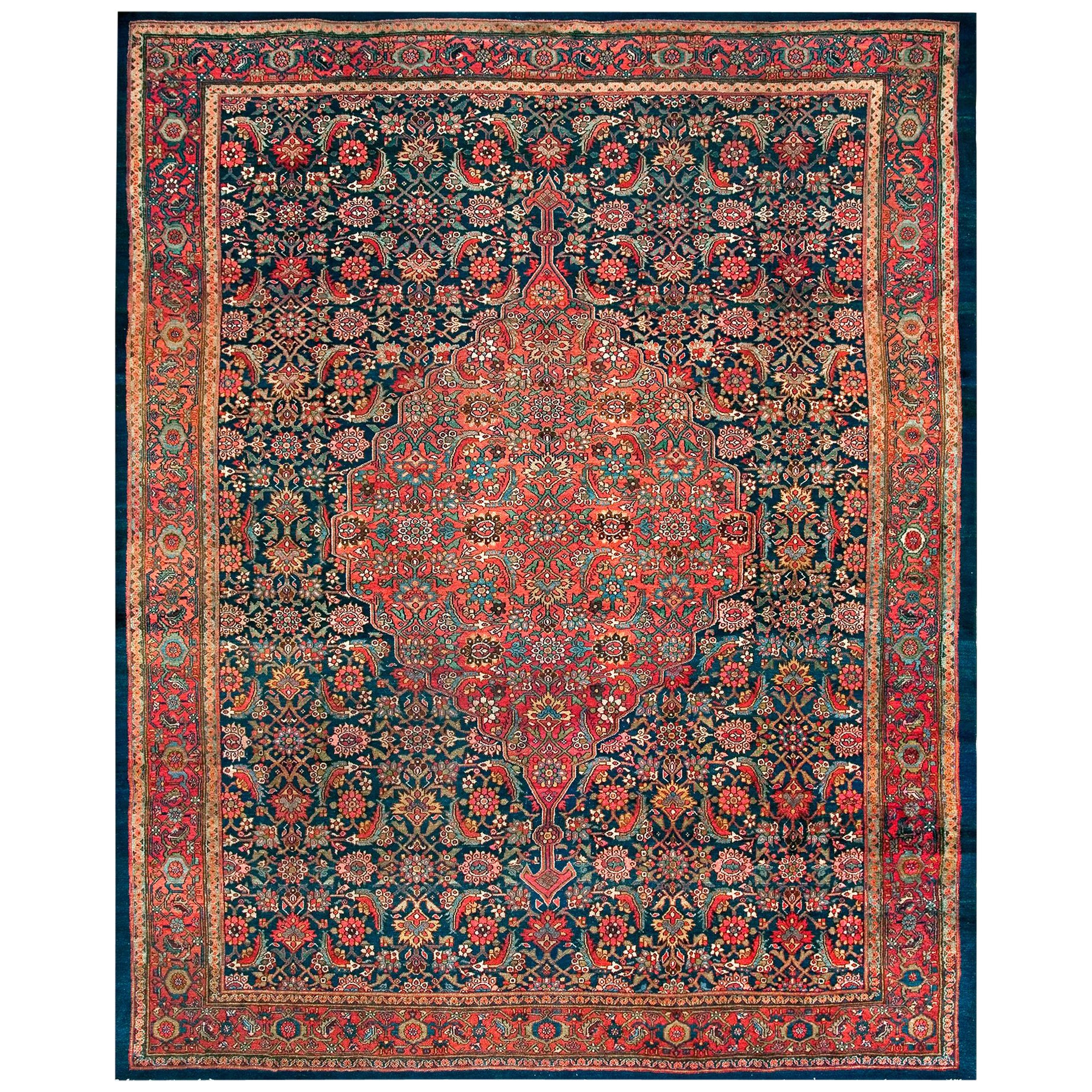 Alfombra antigua Bibikabad 9' 3'' x 11' 3'' en venta