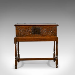 Antique Bible Box on Stand, English, Oak, Chest, 17th Century and Later