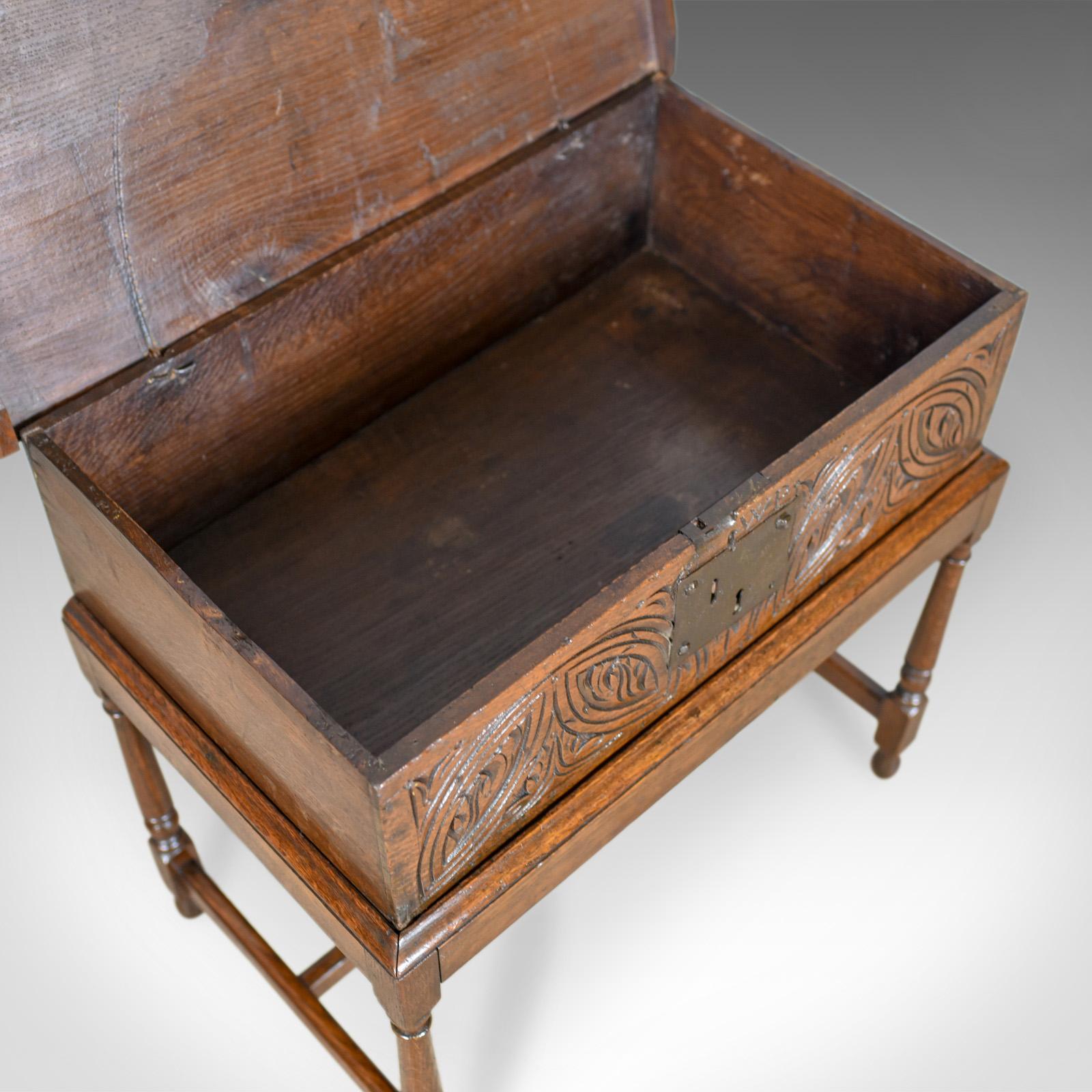 Antique Bible Box on Stand, English, Oak, Chest, 17th Century and Later 1