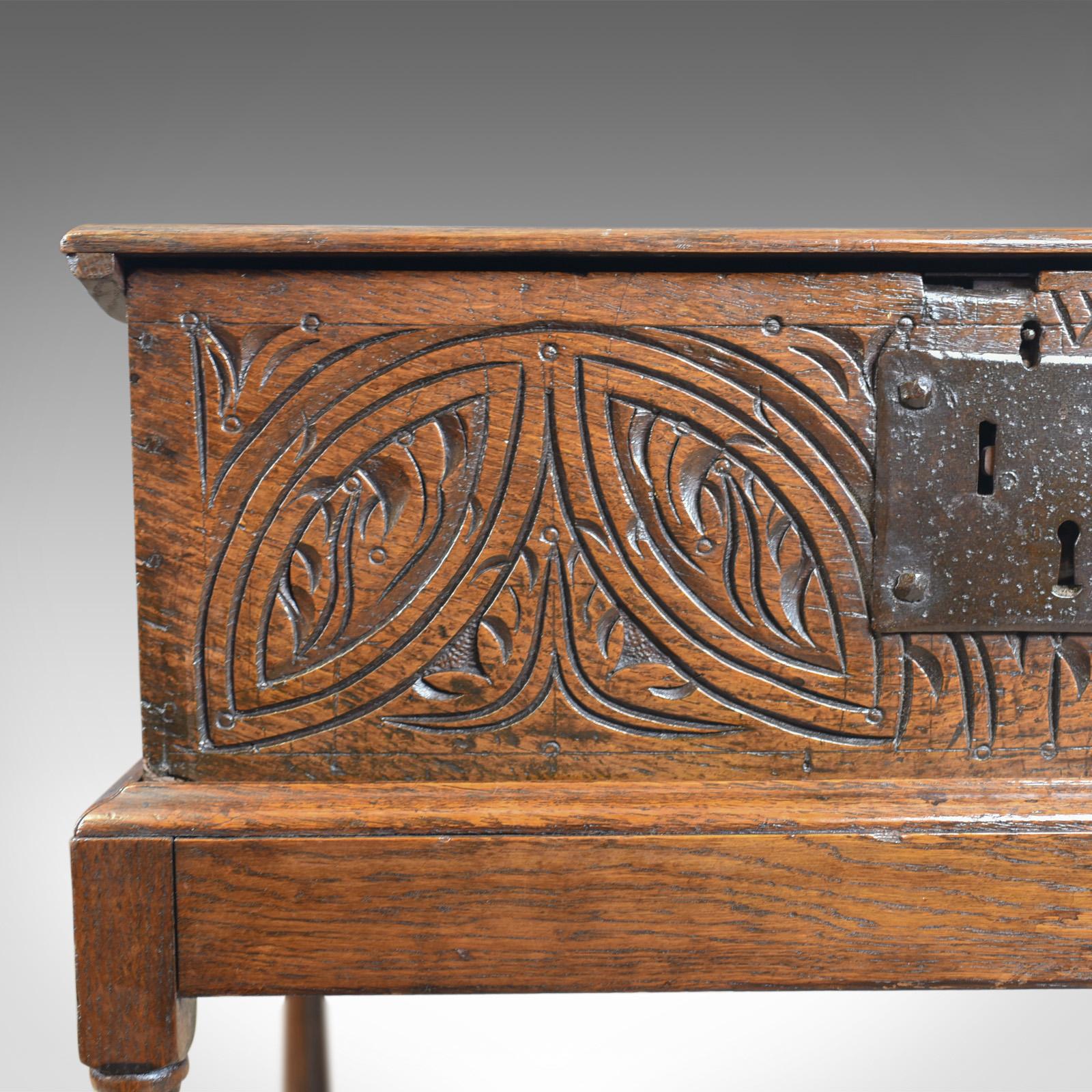 Antique Bible Box on Stand, English, Oak, Chest, 17th Century and Later 3