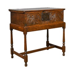 Antique Bible Box on Stand, English, Oak, Chest, 17th Century and Later
