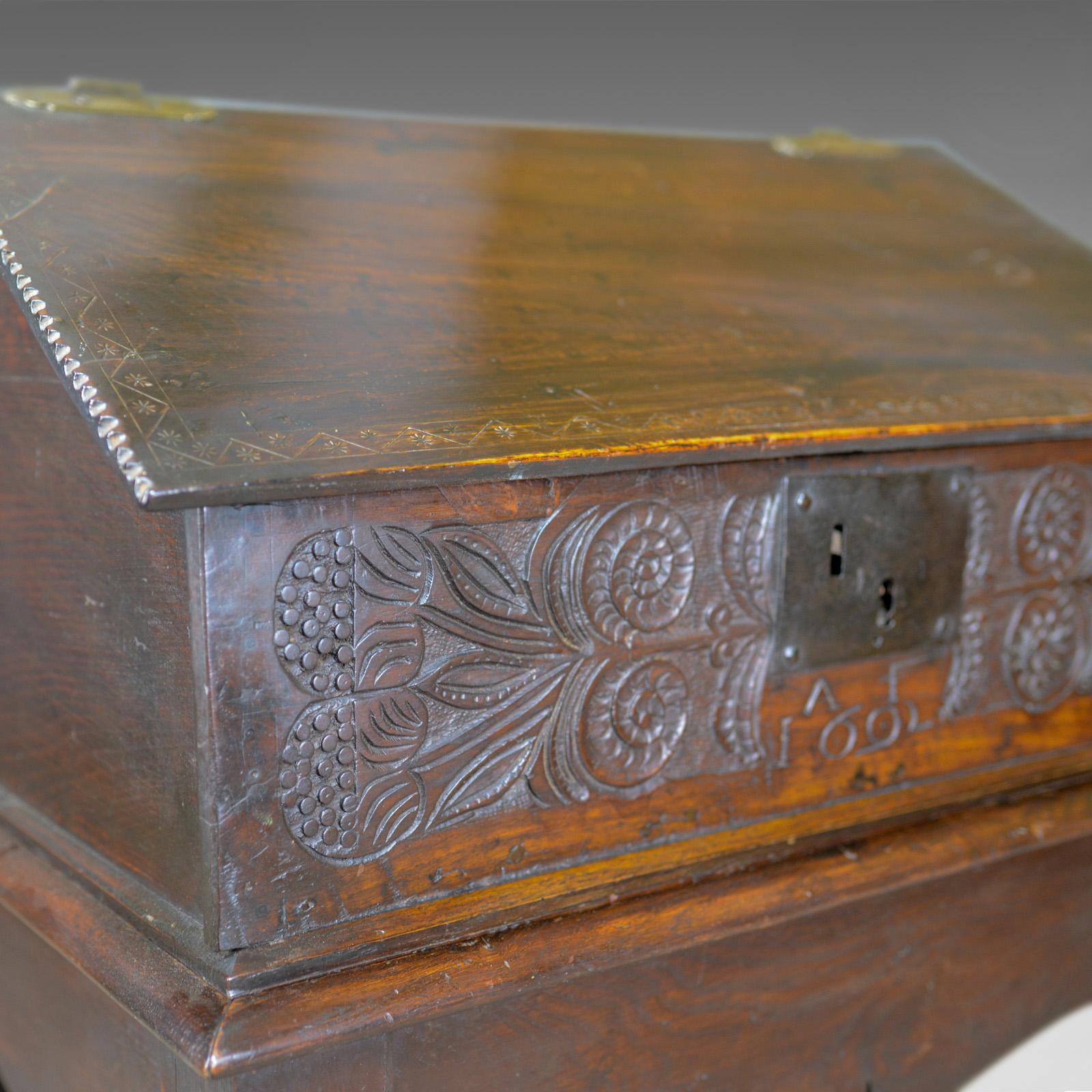18th Century and Earlier Antique Bible Box on Stand, William & Mary, Oak, Writing, circa 1690 and Later