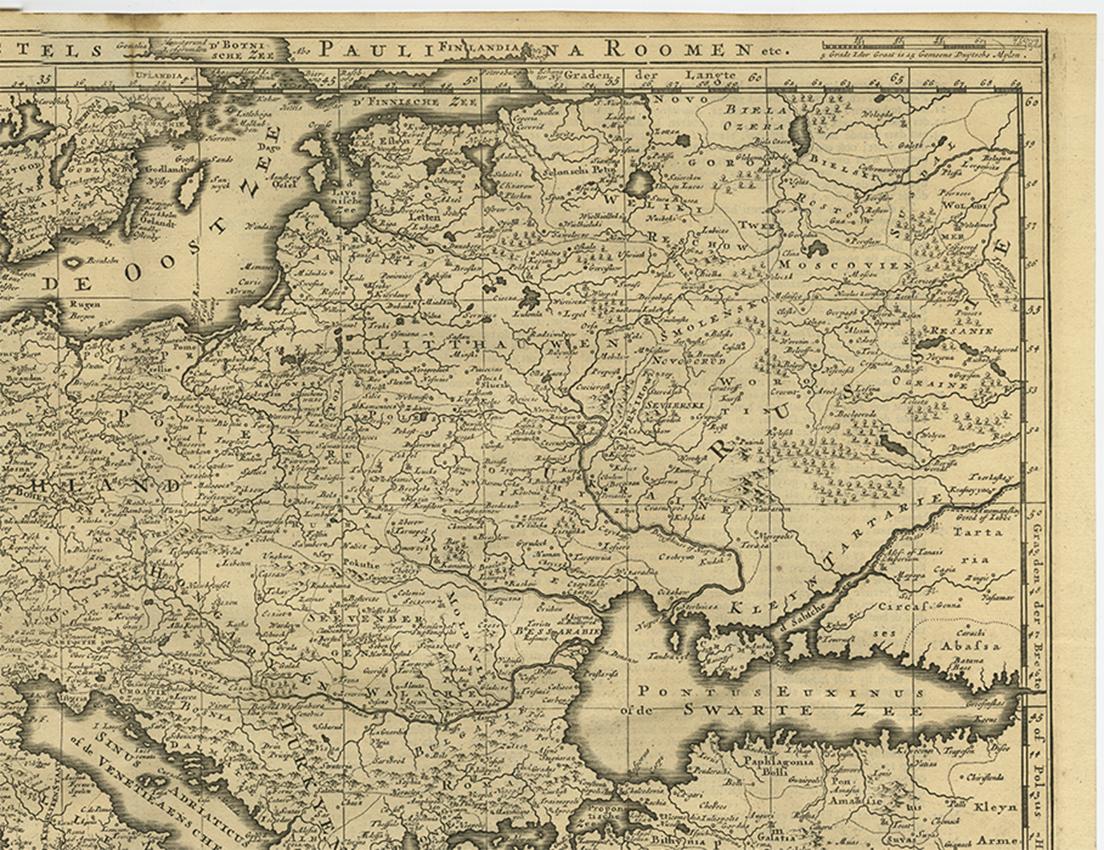 Seltene antike Bibelkarte von Südeuropa von A. Schut, 1743 im Zustand „Gut“ im Angebot in Langweer, NL