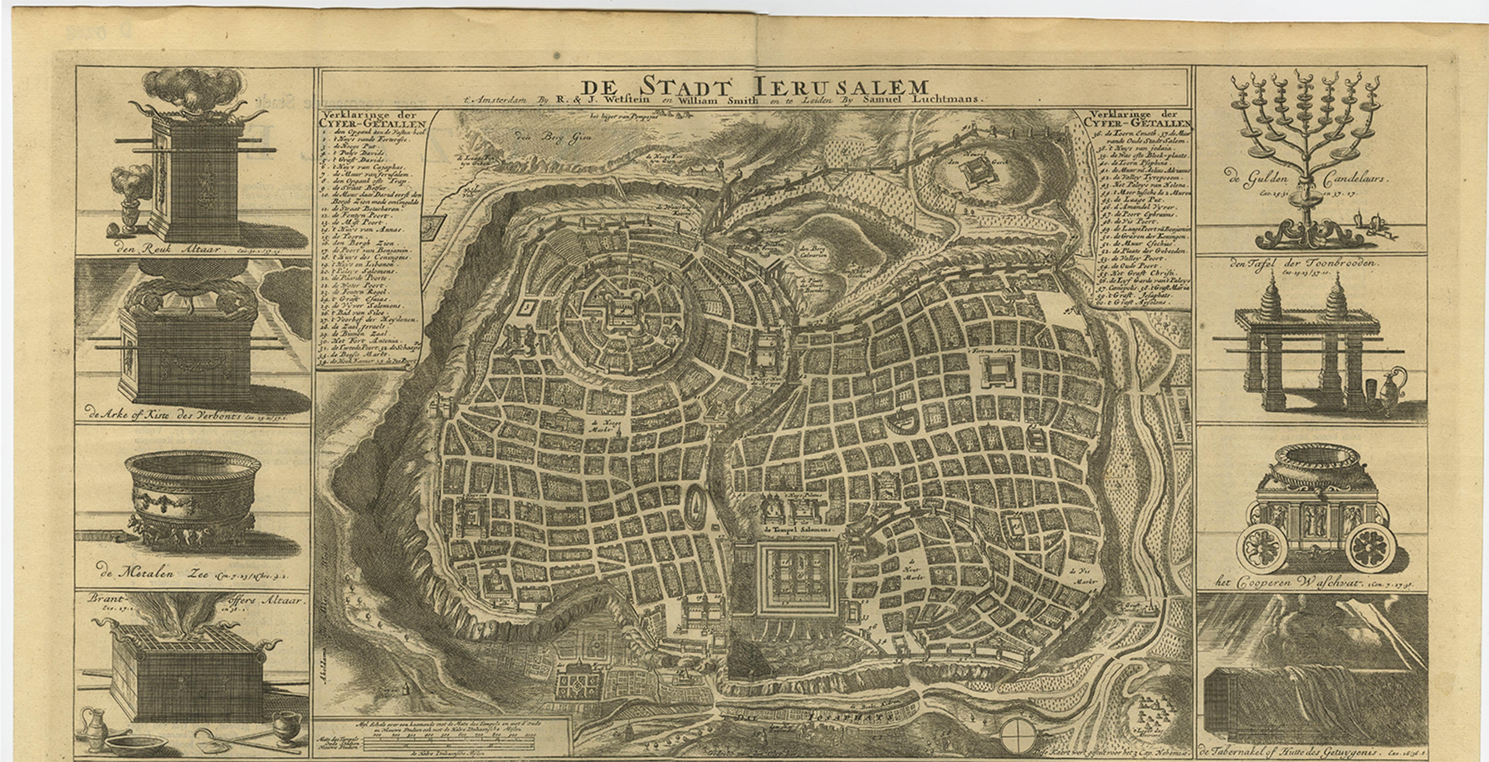 Antiker Bibelplan des antiken Jerusalems, 1743 im Angebot 2