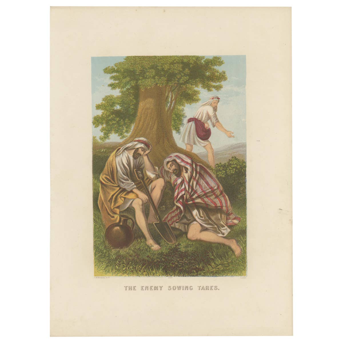 Antique Bible Print of the Enemy Sowing Tares by Kronheim 'c.1860'