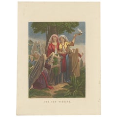 Antique Bible Print of the Ten Virgins by Kronheim 'c.1860'