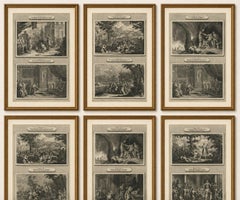 Antique Bible Print Set, Genesis & Exodus Scenes, Mortier c.1700