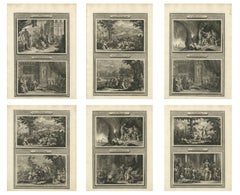Antique Bible Print Set, Genesis & Exodus Scenes, Mortier c.1700
