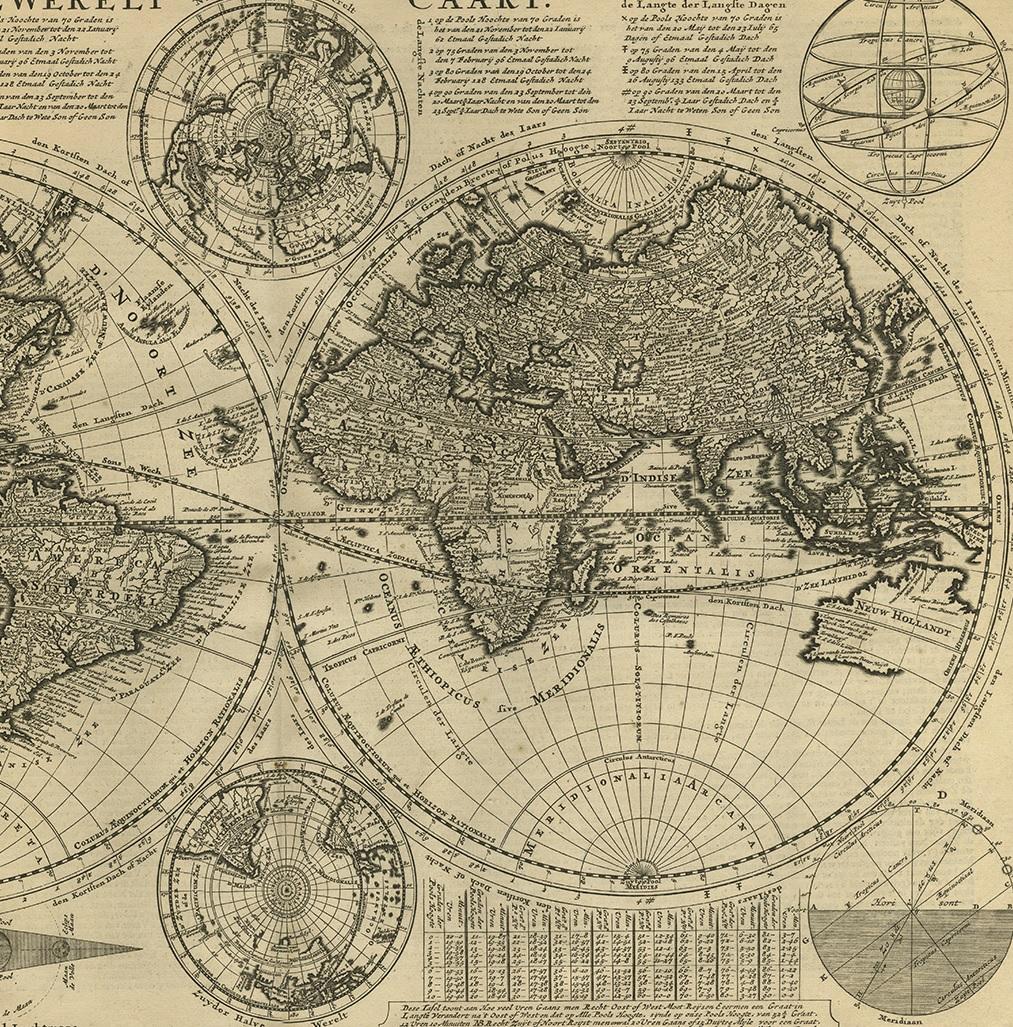 Carte du monde de la Bible ancienne par R. & J. Wetstein, 1743 Bon état - En vente à Langweer, NL