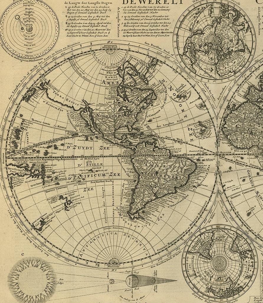 Carte du monde de la Bible ancienne par R. & J. Wetstein, 1743 Bon état - En vente à Langweer, NL