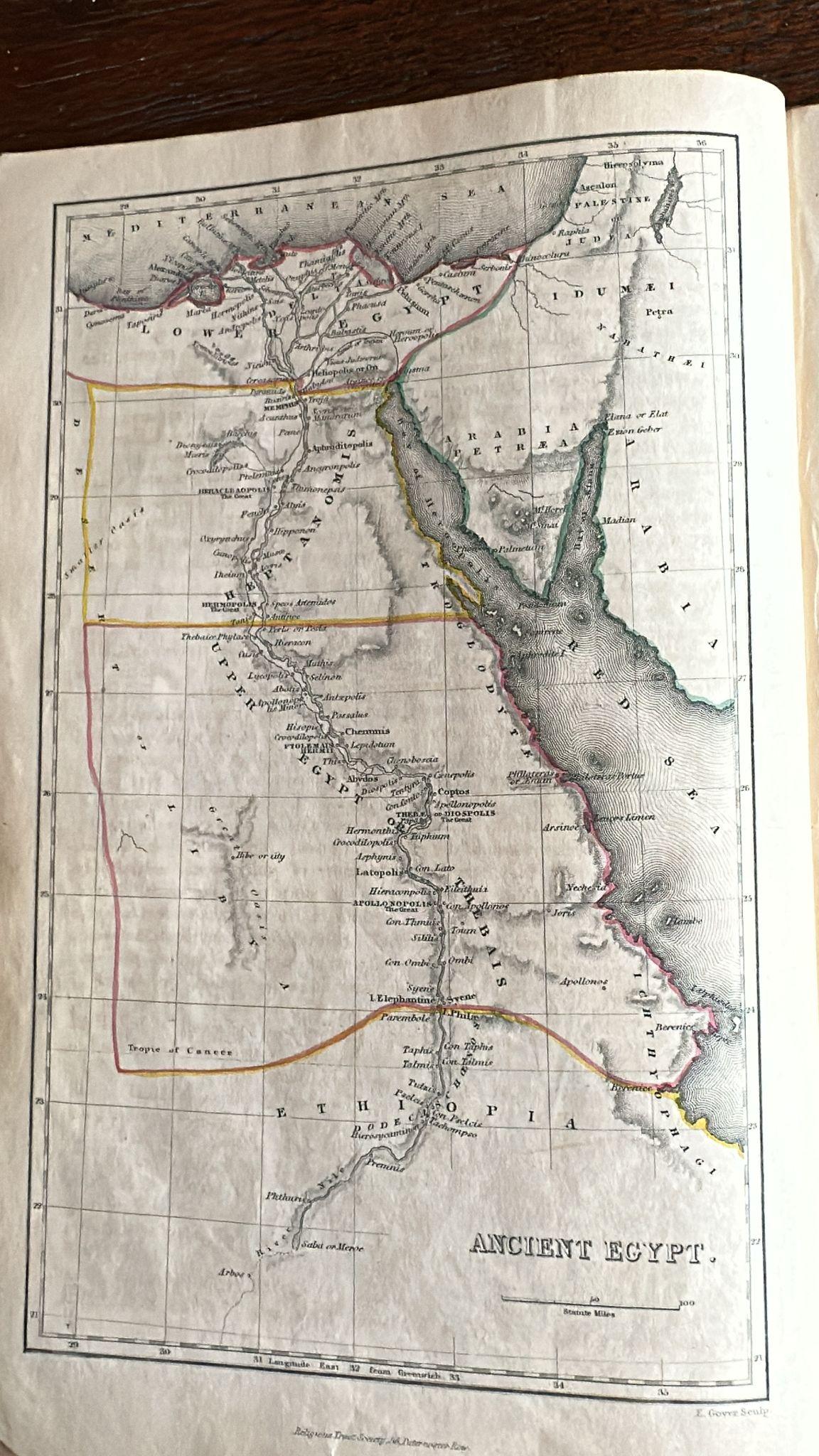 19th Century Antique Biblical Atlas with 17 Hand-Colored Maps, Religious Tract Society c.1850 For Sale