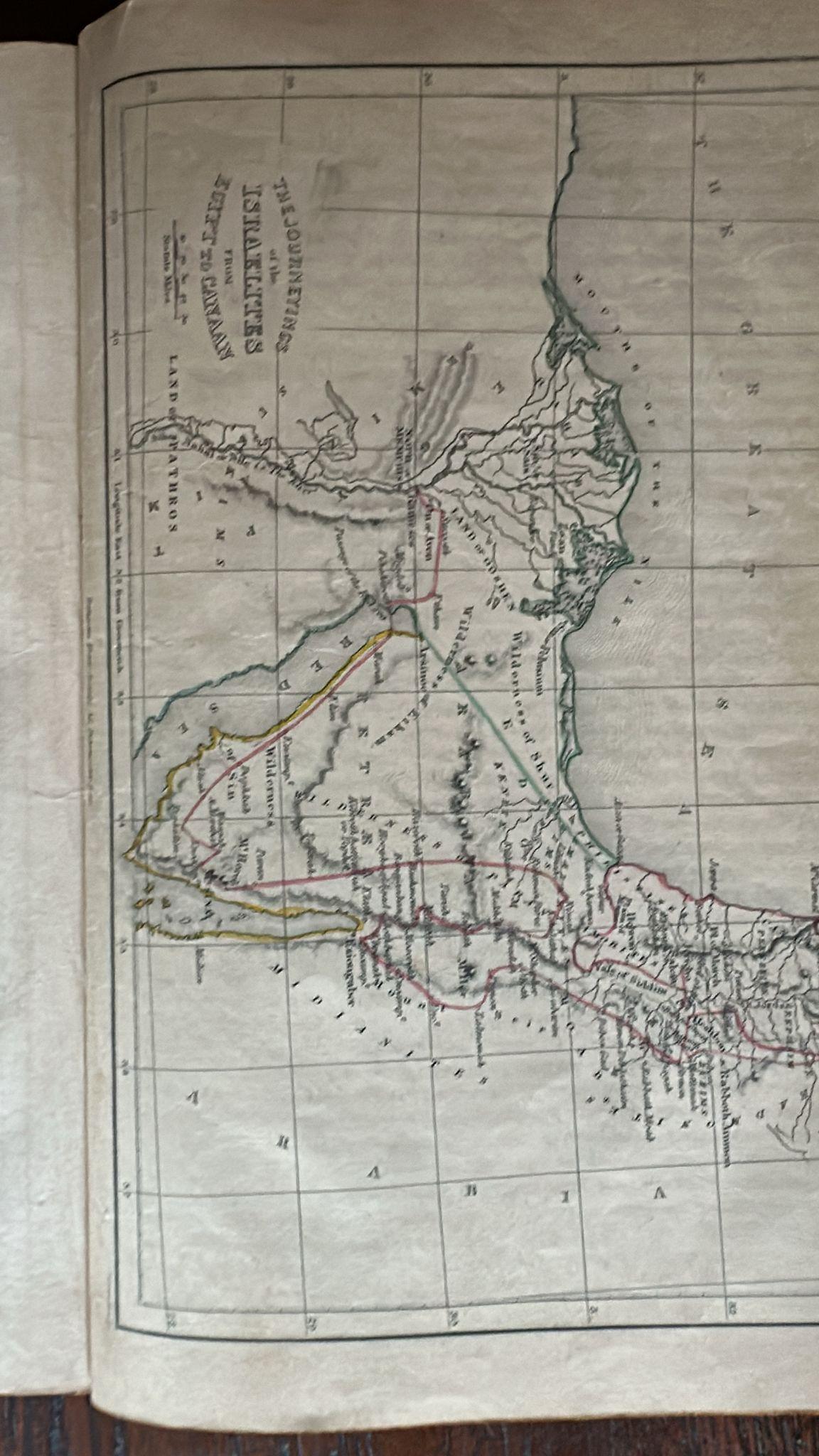 Paper Antique Biblical Atlas with 17 Hand-Colored Maps, Religious Tract Society c.1850 For Sale