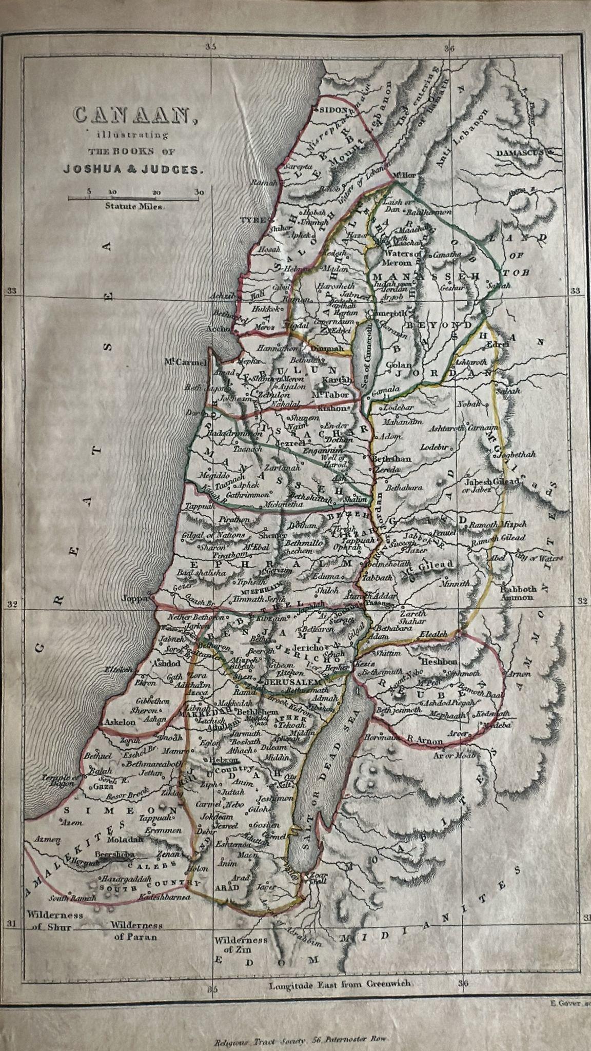 Antique Biblical Atlas with 17 Hand-Colored Maps, Religious Tract Society c.1850 For Sale 1