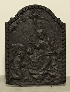 Antique Biblical Cast Iron Fireback