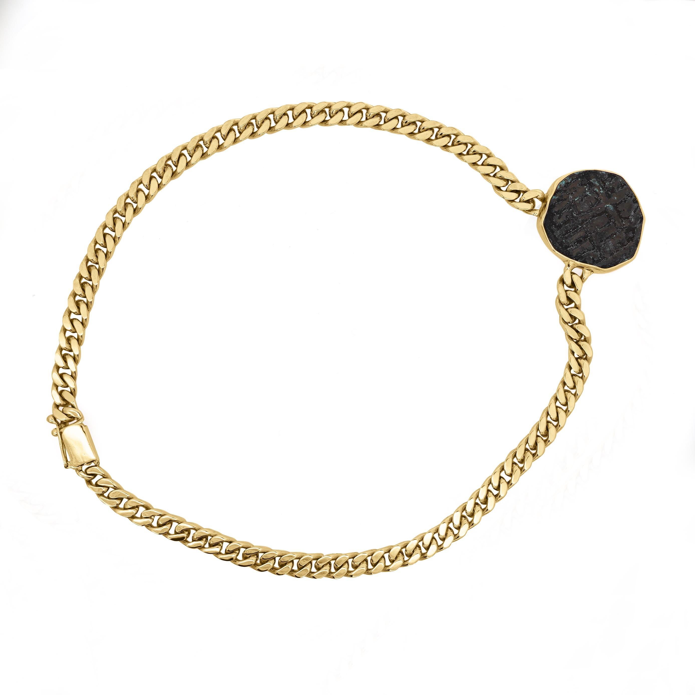 Antique Biblical Coin Bezel Set in 14K Yellow Gold Necklace For Sale 1