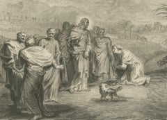 Antique Biblical Engravings – Christ Walking on Water & Canaanite Woman, 1700