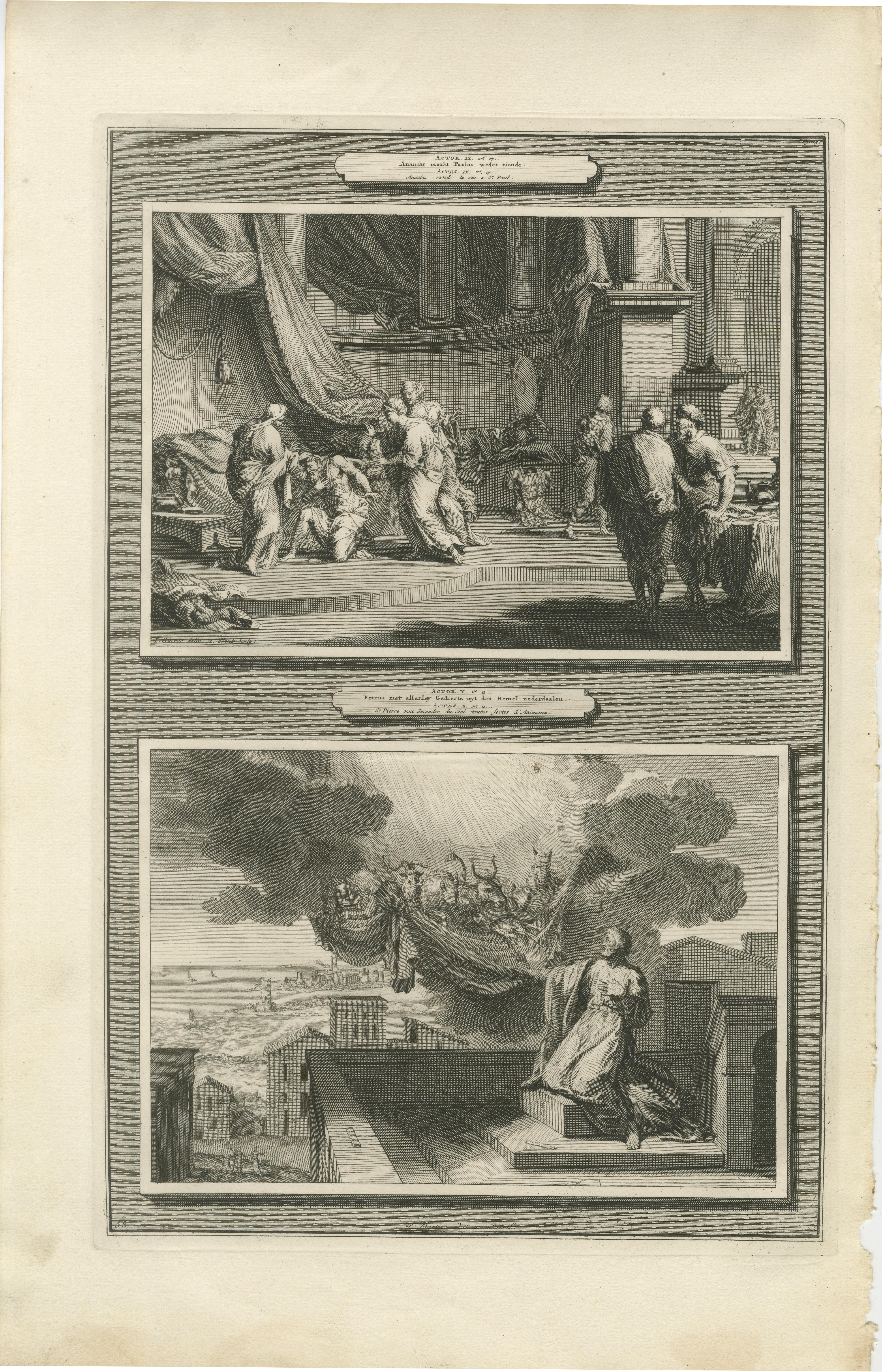 Antique Biblical Engravings, Mortier Amsterdam – Acts & Apocalypse, c.1700