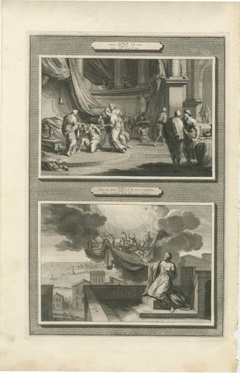 Antique Biblical Engravings, Mortier Amsterdam – Acts & Apocalypse, c.1700