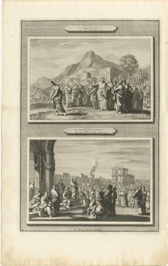 Antique Biblical Engravings – The Rich Young Man & Christ Teaching Jews, c.1700