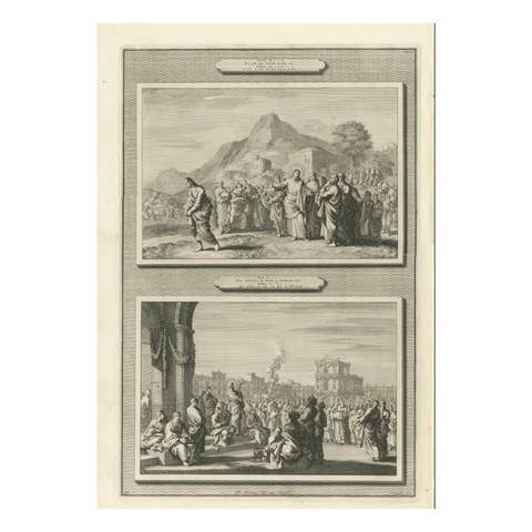 Antique Biblical Engravings – The Rich Young Man & Christ Teaching Jews, c.1700