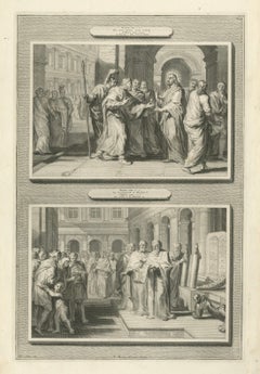 Antike Bibelstiche - Tribut an Cäsar & Gesetzeslesung, ca.1700
