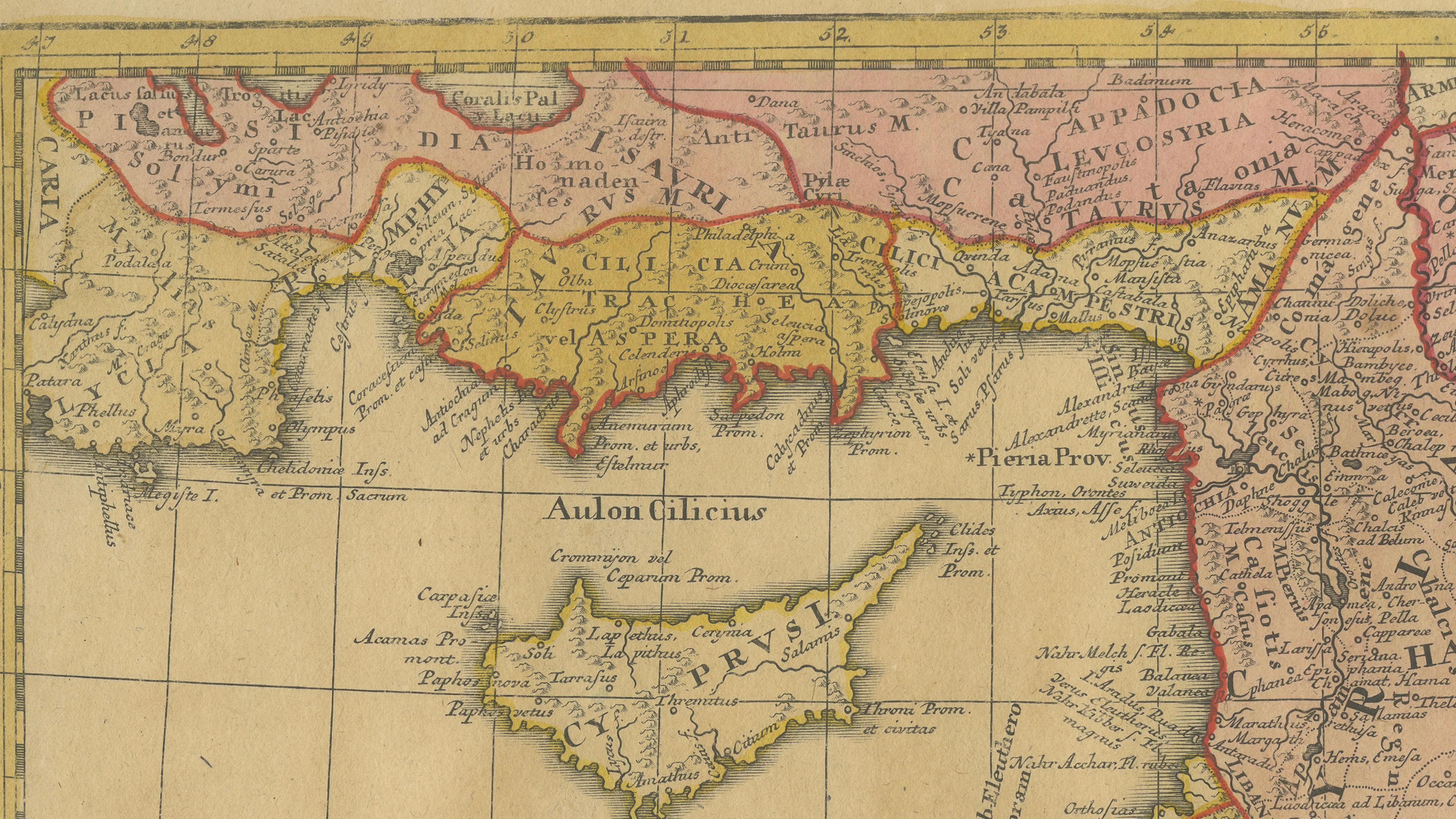 Antique Biblical Map Holy Land, David & Solomon Kingdoms – Hase 1739