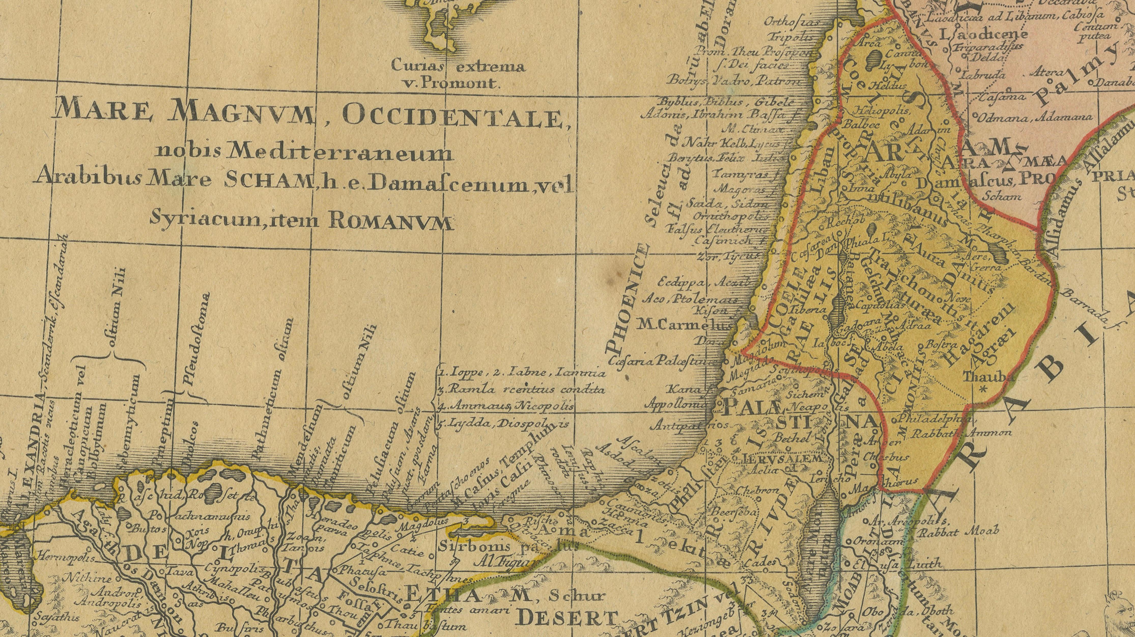 Antique Biblical Map Holy Land, David & Solomon Kingdoms – Hase 1739
