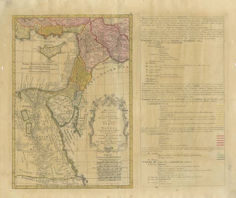 Antique Biblical Map Holy Land, David & Solomon Kingdoms – Hase 1739