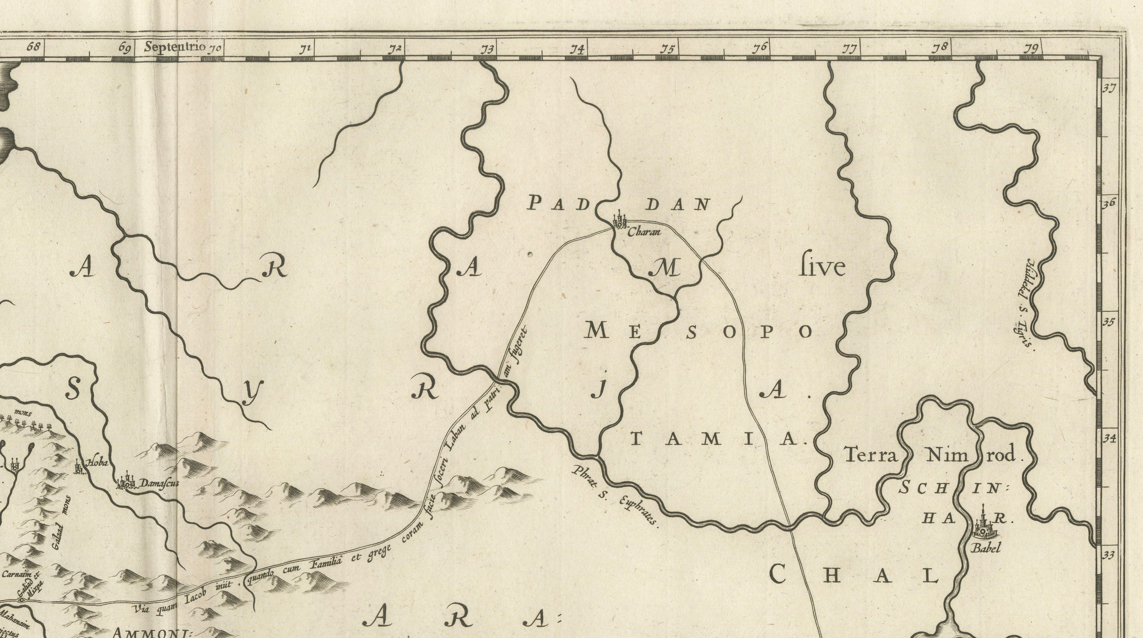 Antique Biblical Map of the Holy Land – Janssonius Abraham Isaac Jacob, c. 1650