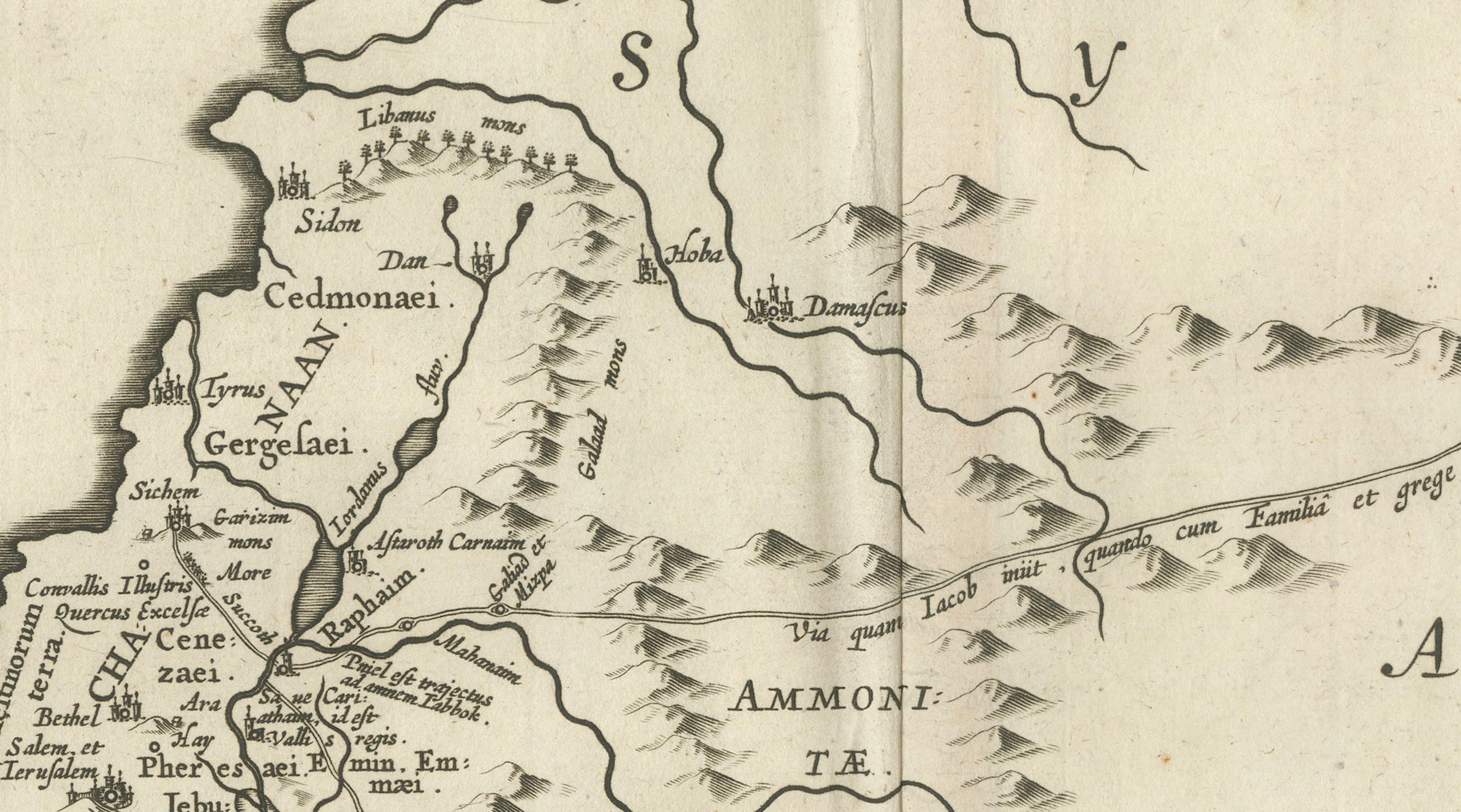 Antique Biblical Map of the Holy Land – Janssonius Abraham Isaac Jacob, c. 1650