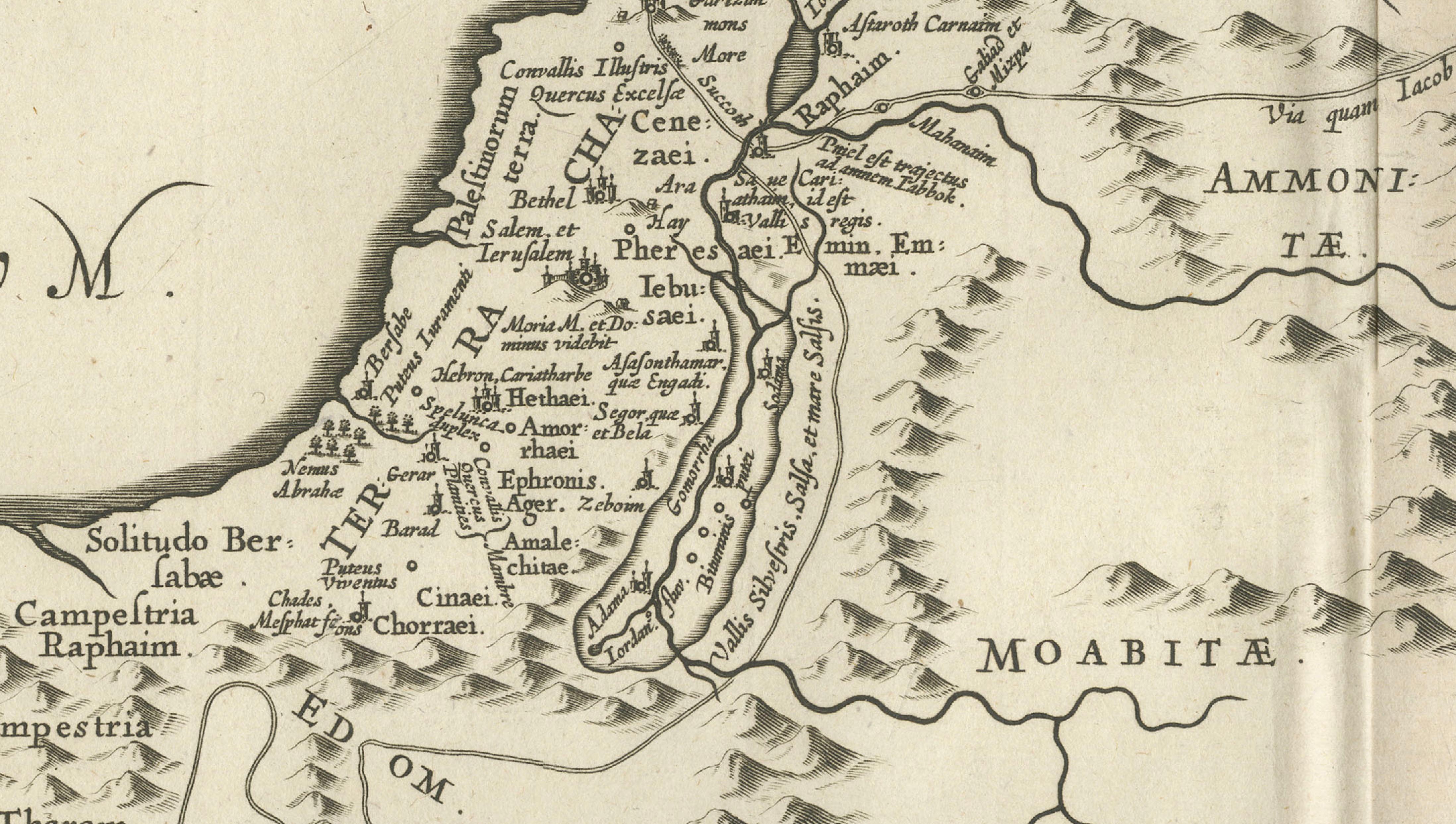 Antique Biblical Map of the Holy Land – Janssonius Abraham Isaac Jacob, c. 1650