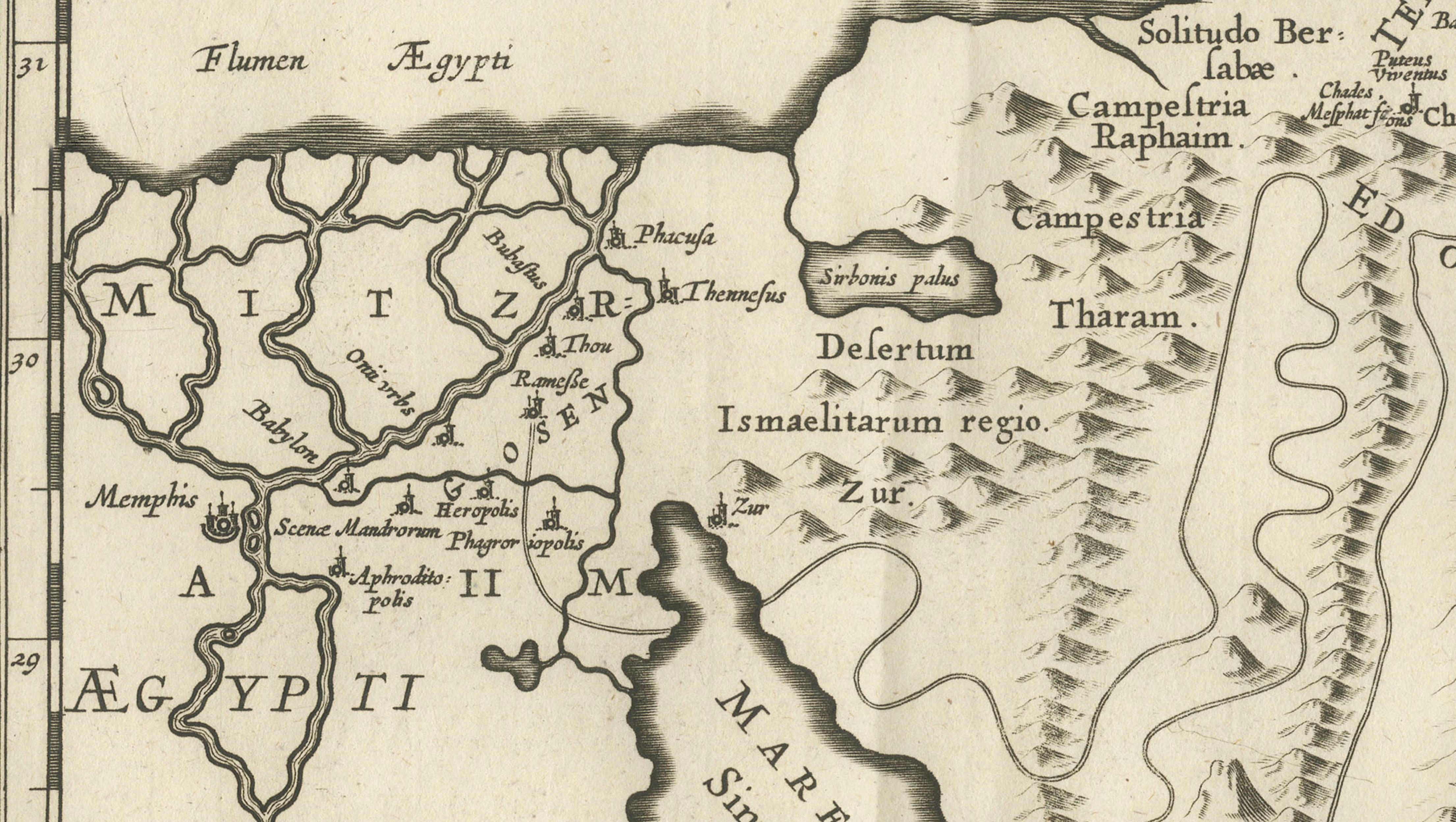 Antique Biblical Map of the Holy Land – Janssonius Abraham Isaac Jacob, c. 1650